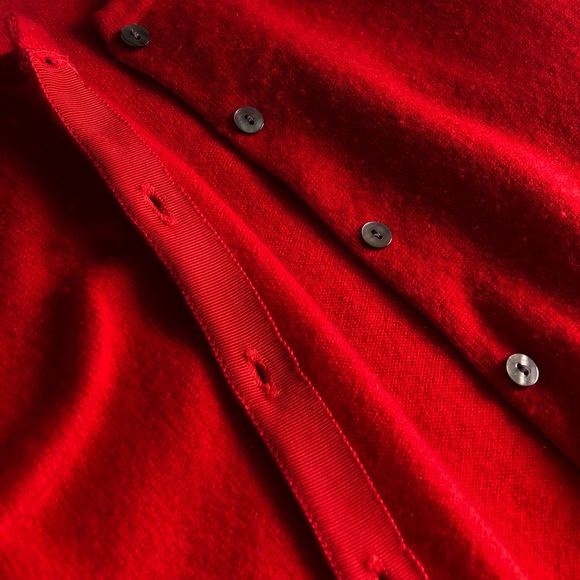 Red 100% Cashmere Cardigan Sweater - Picture 5 of 6